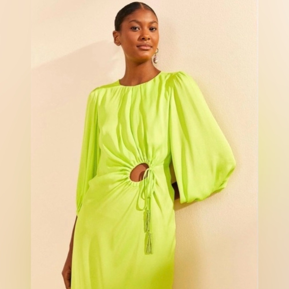 NWT FARM Rio Lime Piping Midi dress